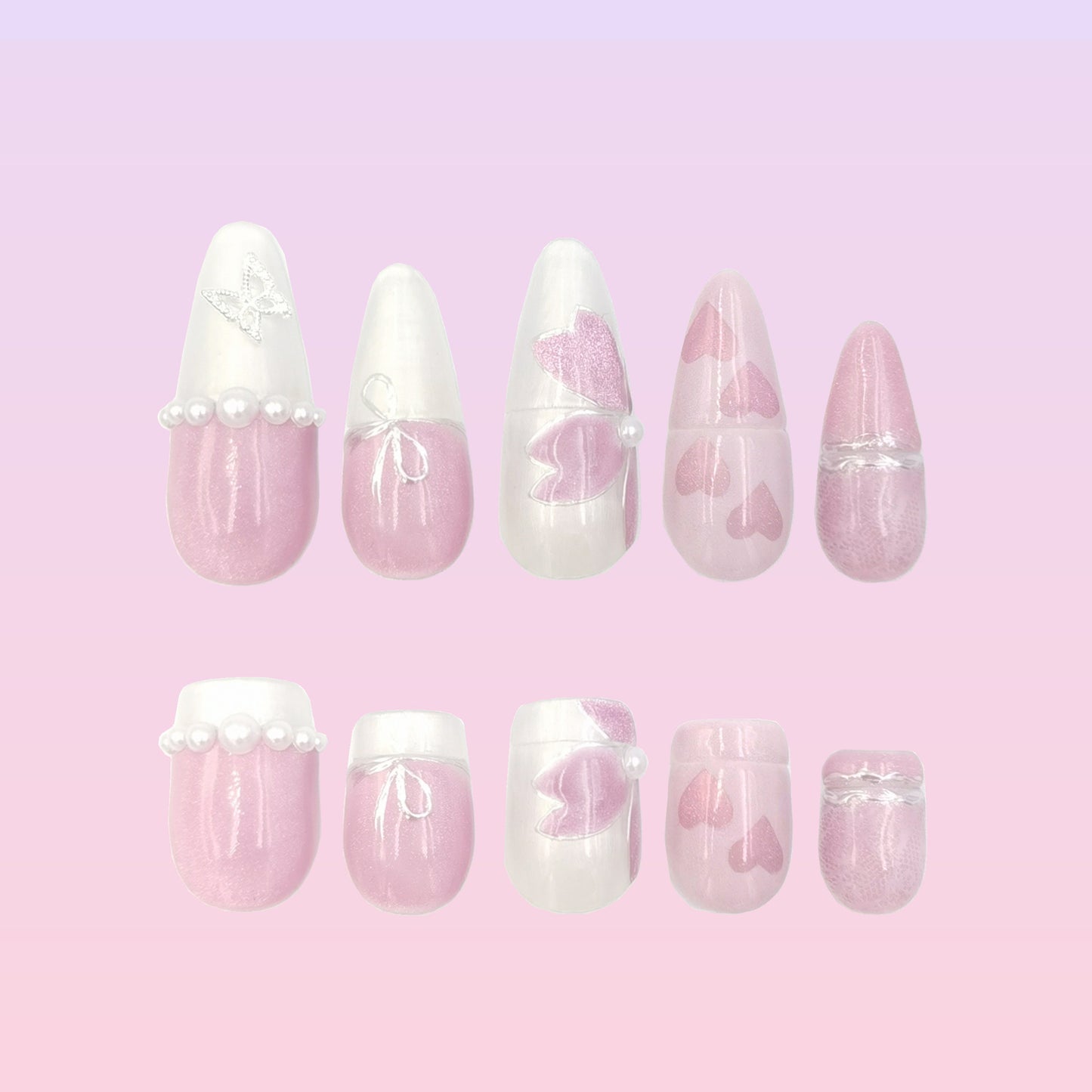【PRE ORDER】🌸Petal Mist Timeless Almond Detachable Nails – Aurlyn Artistry